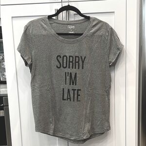 Gray Heathered ‘Sorry I'm Late’  Graphic Short Sleeve Novelty TShirt